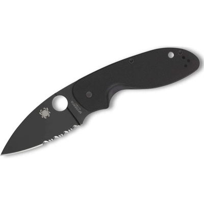 Couteau pliant spyderco efficient c216gpsbbk manche en g10 lame semi dentée noire 10,4cm - Publicité Couteau pliant spyderco efficient c216gpsbbk manche en g10 lame semi dentée noire 10,4cm - Publicité