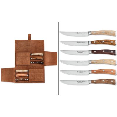 Wusthof Coffret 6 couteaux à steak wüsthof ikon forgés 12cm avec pochette en cuir - Publicité Wusthof Coffret 6 couteaux à steak wüsthof ikon forgés 12cm avec pochette en cuir - Publicité