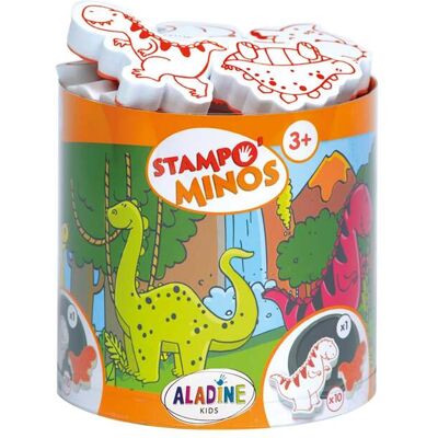 Tampons en mousse Aladine - Stampo'minos Dinosaure - 10 pièces + 1 encreur - Publicité Tampons en mousse Aladine - Stampo'minos Dinosaure - 10 pièces + 1 encreur - Publicité
