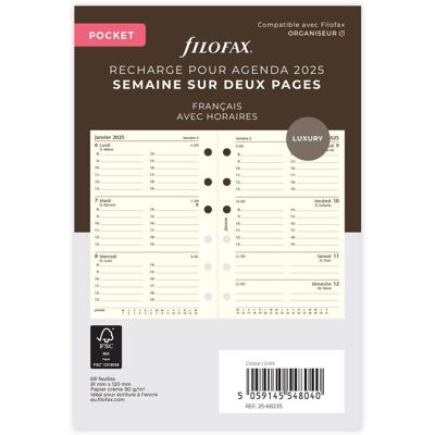 Filofax Recharge agenda semainier 2026 Letts of London - Pocket 8,1 x 12 cm - Crème - Publicité Filofax Recharge agenda semainier 2026 Letts of London - Pocket 8,1 x 12 cm - Crème - Publicité