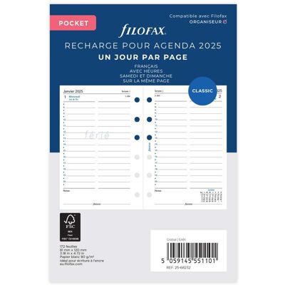 Filofax Recharge pour agenda journalier 2026 Letts of London - Pocket 8,1 x 12 cm - Publicité Filofax Recharge pour agenda journalier 2026 Letts of London - Pocket 8,1 x 12 cm - Publicité