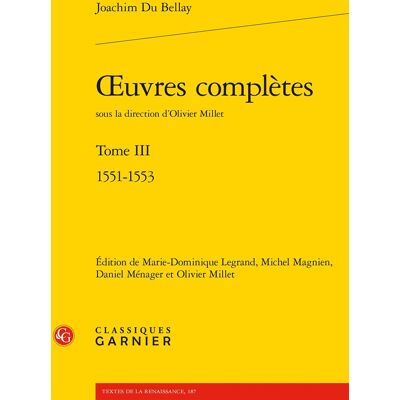 Avant Oeuvres complètes Tome 3 : 1551-1553 - Publicité Avant Oeuvres complètes Tome 3 : 1551-1553 - Publicité