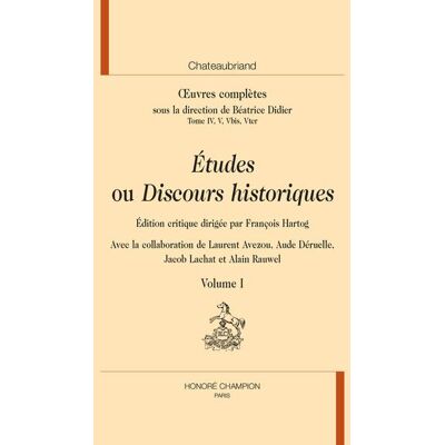Oeuvres complètes : études ou discours historiques 2 vols - Publicité Oeuvres complètes : études ou discours historiques 2 vols - Publicité