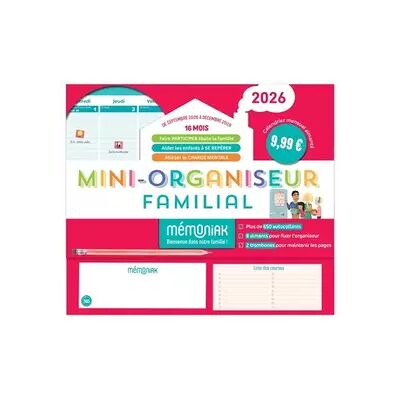 Illustrated Mini-organiseur familial Mémoniak 2026, calendrier mensuel, sept. 2025 à déc. 2026 - Publicité Illustrated Mini-organiseur familial Mémoniak 2026, calendrier mensuel, sept. 2025 à déc. 2026 - Publicité