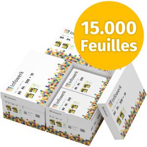 Infowerk Papier pour imprimante Papier à copier 15000 feuilles 30 x 500 A4 80g Premium extra-blanc CIE 160 Vainqueur du test 100% PEFC Certificat environnemental - Publicité Infowerk Papier pour imprimante Papier à copier 15000 feuilles 30 x 500 A4 80g Premium extra-blanc CIE 160 Vainqueur du test 100% PEFC Certificat environnemental - Publicité