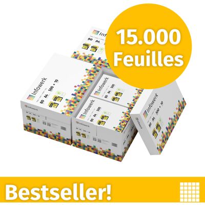 Infowerk Papier pour imprimante Papier à copier 15000 feuilles 30 x 500 A4 Premium extra-blanc CIE 160 Certifié PEFC - Publicité Infowerk Papier pour imprimante Papier à copier 15000 feuilles 30 x 500 A4 Premium extra-blanc CIE 160 Certifié PEFC - Publicité