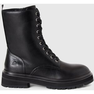 United Colors of Benetton Benetton, Amphibiens À Lacets Hauts, Noir, Femme - Publicité United Colors of Benetton Benetton, Amphibiens À Lacets Hauts, Noir, Femme - Publicité