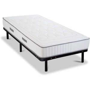Olympe CRISTAL 90x200 cm Ensemble Matelas et Sommier - Mousse à Mémoire - Blanc - Publicité Olympe CRISTAL 90x200 cm Ensemble Matelas et Sommier - Mousse à Mémoire - Blanc - Publicité