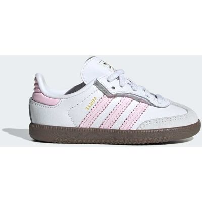 Adidas Chaussure lacets élastiques fermeture confortable Samba OG Enfants Cloud White / Clear Pink / Gum 22 - Publicité Adidas Chaussure lacets élastiques fermeture confortable Samba OG Enfants Cloud White / Clear Pink / Gum 22 - Publicité