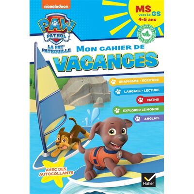 Nickelodeon Cahier de vacances 2026 - Pat'Patrouille - MS vers la GS 4/5 ans - Publicité Nickelodeon Cahier de vacances 2026 - Pat'Patrouille - MS vers la GS 4/5 ans - Publicité