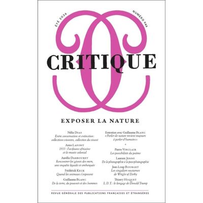Critique, n° 946. Exposer la nature - Publicité Critique, n° 946. Exposer la nature - Publicité