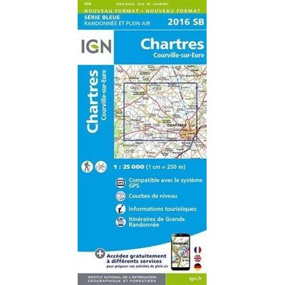 IGN Karte, Serie Bleue Chartres, Courville-sur-Eure - Publicité IGN Karte, Serie Bleue Chartres, Courville-sur-Eure - Publicité