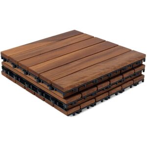 Lot de 4 dalles de terrasse en bois d'acacia 30x30 cm - Aspect teck - Clipables - Publicité Lot de 4 dalles de terrasse en bois d'acacia 30x30 cm - Aspect teck - Clipables - Publicité