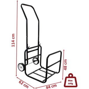Chariot porte-bûches 2 en 1 amovible - Charge 50 kg - 114x62x44 cm - Publicité Chariot porte-bûches 2 en 1 amovible - Charge 50 kg - 114x62x44 cm - Publicité