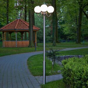 Lindby, luminaire d'extérieur Samuel, 218 cm, à 3 lampes, sphérique,