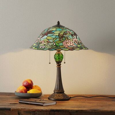 Clayre&Eef Lampe de table Tiffany Waterlily, multicolore, Salon / Salle à manger, Verre, Tiffany, Lampe à poser - Publicité Clayre&Eef Lampe de table Tiffany Waterlily, multicolore, Salon / Salle à manger, Verre, Tiffany, Lampe à poser - Publicité