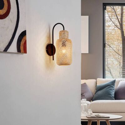 Lindby Venora Applique Bambou - 43cm - Traditionnel - Bois & Noir - Publicité Lindby Venora Applique Bambou - 43cm - Traditionnel - Bois & Noir - Publicité