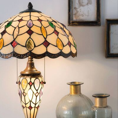 Clayre&Eef Lampe de table Tiffany 5182, multicolore, Salon / Salle à manger, Verre, Tiffany, Lampe à poser - Publicité Clayre&Eef Lampe de table Tiffany 5182, multicolore, Salon / Salle à manger, Verre, Tiffany, Lampe à poser - Publicité