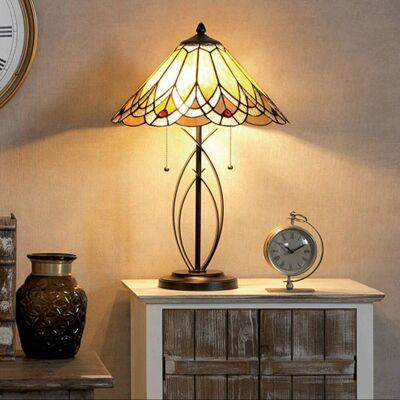 LumiLamp Lampe de table Tiffany Ø 40x60 cm Beige Verre - Publicité LumiLamp Lampe de table Tiffany Ø 40x60 cm Beige Verre - Publicité