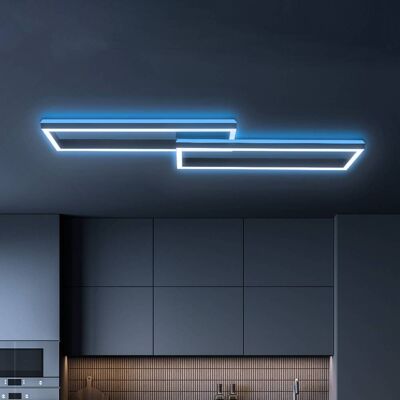 Briloner Plafonnier LED Frame, dimmable, noir, Salon / Salle à manger, Métal, Moderne, Plafonnier LED - Publicité Briloner Plafonnier LED Frame, dimmable, noir, Salon / Salle à manger, Métal, Moderne, Plafonnier LED - Publicité
