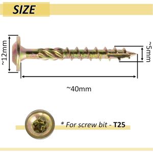 AERZETIX MEVRONISSHOP-C67443 - Lot de 100 Vis à bois Ø5x40mm à tête large bombée - à empreinte étoile ¿25 - en acier zingué - menuiserie, contreplaqués, agglomérés, mélaminés - Publicité AERZETIX MEVRONISSHOP-C67443 - Lot de 100 Vis à bois Ø5x40mm à tête large bombée - à empreinte étoile ¿25 - en acier zingué - menuiserie, contreplaqués, agglomérés, mélaminés - Publicité