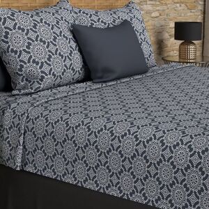 Parure De Draps Coton 57 Fils 260x300 Cm Esmeralda Marine, Par Soleil D'ocre - Publicité Parure De Draps Coton 57 Fils 260x300 Cm Esmeralda Marine, Par Soleil D'ocre - Publicité