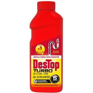 Destop Turbo 5 Min - Gel Désinfectant et Déboucheur - 2 Doses - 500ml - Publicité Destop Turbo 5 Min - Gel Désinfectant et Déboucheur - 2 Doses - 500ml - Publicité
