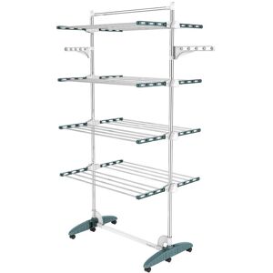 Todeco Séchoir à Linge Pliant à 4 Niveaux, Etendoir à Linge intérieur en Acier Inoxydable, avec Barre Supérieure, Ailes réglables en Hauteur, Sarcelle - Publicité Todeco Séchoir à Linge Pliant à 4 Niveaux, Etendoir à Linge intérieur en Acier Inoxydable, avec Barre Supérieure, Ailes réglables en Hauteur, Sarcelle - Publicité