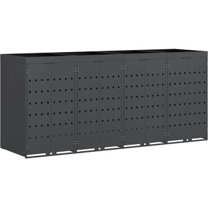 vidaXL Rangement de poubelle à roulettes pour 4 poubelles Anthracite - Publicité vidaXL Rangement de poubelle à roulettes pour 4 poubelles Anthracite - Publicité