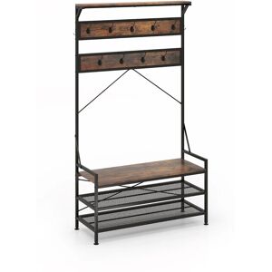 Porte-manteau 4 en 1 102 x 40 x 184 cm rangement fonctionnel 11 crochets design rustique en bois métal marron Helloshop26 20_0017553 - Publicité Porte-manteau 4 en 1 102 x 40 x 184 cm rangement fonctionnel 11 crochets design rustique en bois métal marron Helloshop26 20_0017553 - Publicité