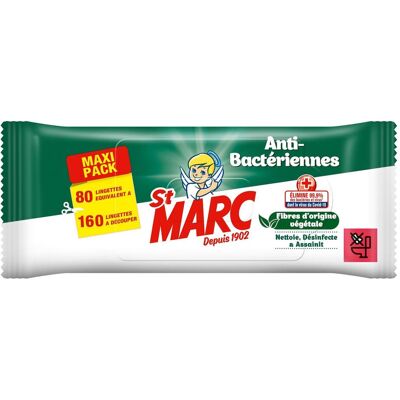 ST MARC Lingettes Nettoyantes et Désinfectantes Antibactériennes - 80 lingettes - Publicité ST MARC Lingettes Nettoyantes et Désinfectantes Antibactériennes - 80 lingettes - Publicité