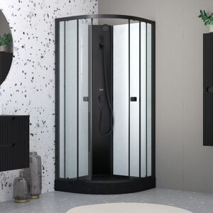Aurlane Cabine de douche 1/4 de cercle 85x85x200 cm - Portes coulissantes - Receveur Noir Mat - Publicité Aurlane Cabine de douche 1/4 de cercle 85x85x200 cm - Portes coulissantes - Receveur Noir Mat - Publicité