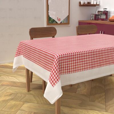 Nappe Rectangle Anti-Tâches En Coton 140x240 Cm Vichy Rouge, Par Soleil D'ocre - Publicité Nappe Rectangle Anti-Tâches En Coton 140x240 Cm Vichy Rouge, Par Soleil D'ocre - Publicité