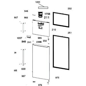 Joint de porte (partie réfrigérateur) repère 251 Réfrigérateur congélateur (5928102400 BEKO GRUNDIG) - Publicité Joint de porte (partie réfrigérateur) repère 251 Réfrigérateur congélateur (5928102400 BEKO GRUNDIG) - Publicité