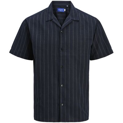 Jack & Jones - Chemise Jack & Jones Avec Manches Courtes Et Col Cubain Marine Rayée - Marine L - Publicité Jack & Jones - Chemise Jack & Jones Avec Manches Courtes Et Col Cubain Marine Rayée - Marine L - Publicité