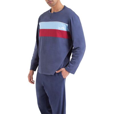 - Pyjama Long Athena Coton Avec Manches Longues Et Col Tunisien Marine - Marine S - Publicité - Pyjama Long Athena Coton Avec Manches Longues Et Col Tunisien Marine - Marine S - Publicité