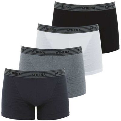 - Lots De 4 Boxers Athena En Coton Stretch Noir, Gris Chiné, Gris Anthracite Et Blanc - Multicolore 2XL - Publicité - Lots De 4 Boxers Athena En Coton Stretch Noir, Gris Chiné, Gris Anthracite Et Blanc - Multicolore 2XL - Publicité