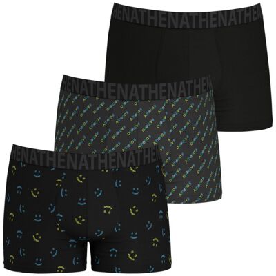 - Lot De 3 Boxers Athena Coton Noir - Noir L - Publicité - Lot De 3 Boxers Athena Coton Noir - Noir L - Publicité