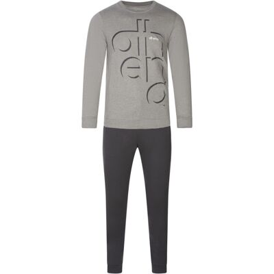 - Pyjama Long Avec Manches Longues Et Col Rond Athena Coton Mélangé Gris Chiné - Gris XL - Publicité - Pyjama Long Avec Manches Longues Et Col Rond Athena Coton Mélangé Gris Chiné - Gris XL - Publicité