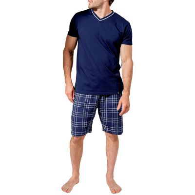Arthur - Pyjama Court Arthur En Coton Avec Manches Courtes Et Col V Bleu Marine à Carreaux - Marine 2XL - Publicité Arthur - Pyjama Court Arthur En Coton Avec Manches Courtes Et Col V Bleu Marine à Carreaux - Marine 2XL - Publicité