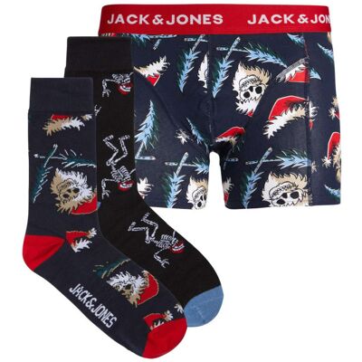 Jack & Jones - Coffret Boxer Marine Et Chaussettes En Coton Avec Des Imprimés - Marine L - Publicité Jack & Jones - Coffret Boxer Marine Et Chaussettes En Coton Avec Des Imprimés - Marine L - Publicité