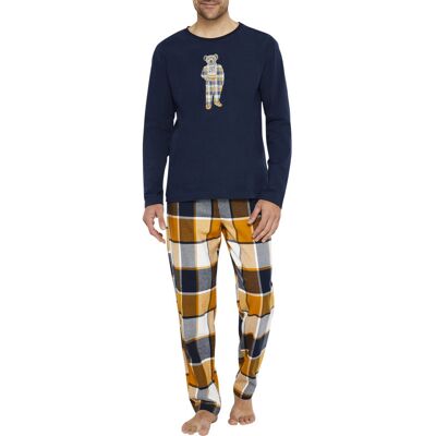 Arthur - Pyjama Long Arthur Coton Avec Manches Longues Et Col V Marine Carreaux - Marine XL - Publicité Arthur - Pyjama Long Arthur Coton Avec Manches Longues Et Col V Marine Carreaux - Marine XL - Publicité
