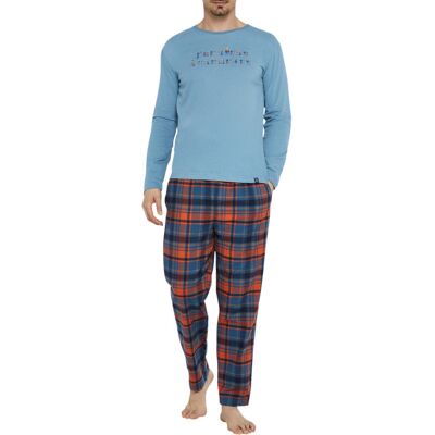 Arthur - Pyjama Long Arthur Coton Avec Manches Longues Et Col V Bleu Carreaux - Bleu XL - Publicité Arthur - Pyjama Long Arthur Coton Avec Manches Longues Et Col V Bleu Carreaux - Bleu XL - Publicité