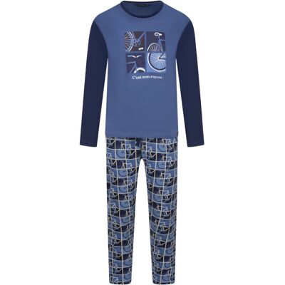 Arthur - Pyjama Long Arthur En Coton Avec Manches Longues Et Col Rond Bleu Imprimé Vélo - Bleu M - Publicité Arthur - Pyjama Long Arthur En Coton Avec Manches Longues Et Col Rond Bleu Imprimé Vélo - Bleu M - Publicité