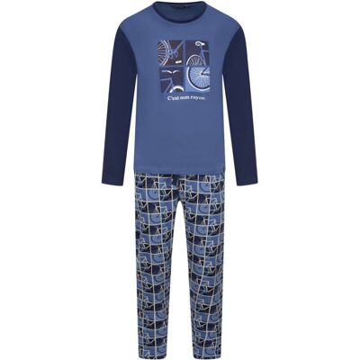 Arthur - Pyjama Long En Coton Bleu Imprimé Vélo Avec Une Coupe Droite Et Un Col Rond - Bleu M - Publicité Arthur - Pyjama Long En Coton Bleu Imprimé Vélo Avec Une Coupe Droite Et Un Col Rond - Bleu M - Publicité