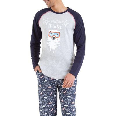 - Pyjama Long Athena En Coton Avec Manches Longues Et Col Rond Gris - Gris L - Publicité - Pyjama Long Athena En Coton Avec Manches Longues Et Col Rond Gris - Gris L - Publicité