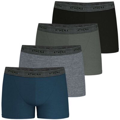 Athena - Lot De 4 Boxers En Coton Multicolore Chiné à Coupe Fermée Et Taille élastiquée - 2XL - Publicité Athena - Lot De 4 Boxers En Coton Multicolore Chiné à Coupe Fermée Et Taille élastiquée - 2XL - Publicité