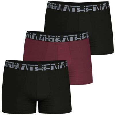 Athena - Lot De 3 Boxers En Coton Multicolores Unis à Coupe Fermée Et Taille élastiquée - M - Publicité Athena - Lot De 3 Boxers En Coton Multicolores Unis à Coupe Fermée Et Taille élastiquée - M - Publicité
