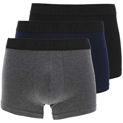 Hom - Lot De 3 Boxers Classique En Coton Noir Gris Et Marine Uni Avec Une Coupe Fermée - Noir S - Publicité Hom - Lot De 3 Boxers Classique En Coton Noir Gris Et Marine Uni Avec Une Coupe Fermée - Noir S - Publicité