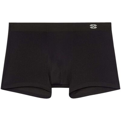 Hom - Boxer Noir Uni à Coupe Classique Avec Logo Blanc Sur Bande élastiquée - Noir L - Publicité Hom - Boxer Noir Uni à Coupe Classique Avec Logo Blanc Sur Bande élastiquée - Noir L - Publicité